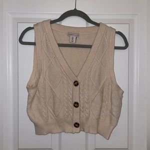 Cropped Button Up Sweater Vest